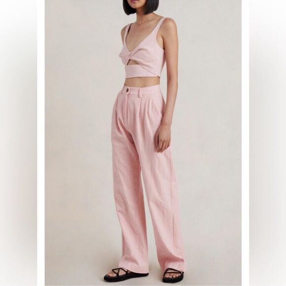 NWOT Bec & Bridge Bonnie Ramie Twist Front Cropped Tank Top in Peony size 10 - Picture 4 of 13